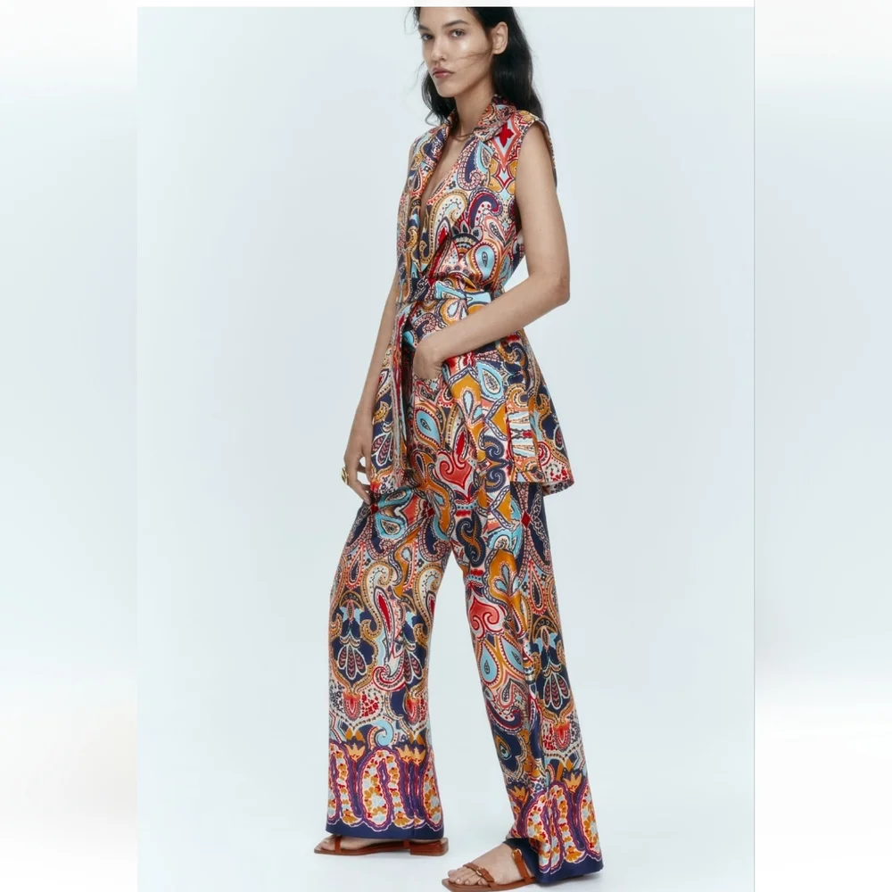 Zara belted bohemian print vest - Picture 2 of 5